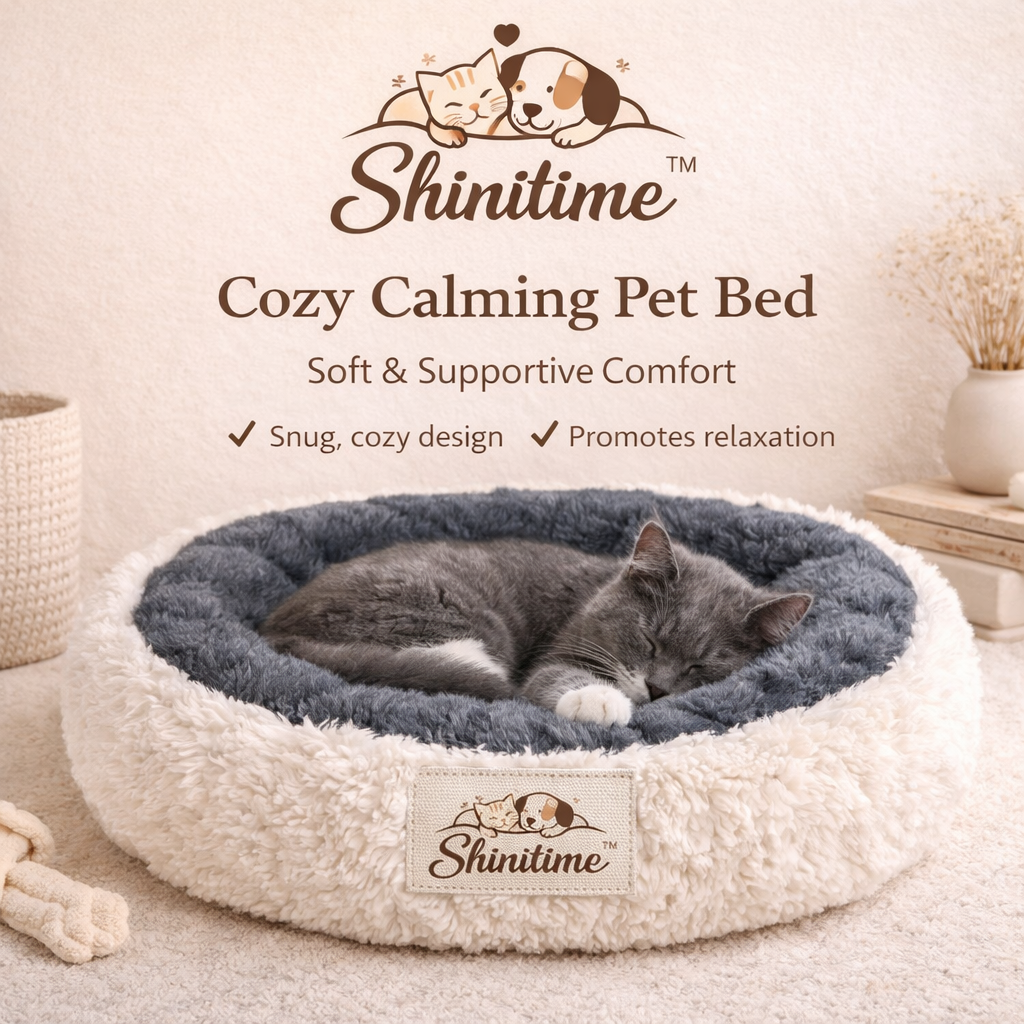 🐱 Shinitime™ Cozy Calming Pet Bed (Dual-Tone Edition)